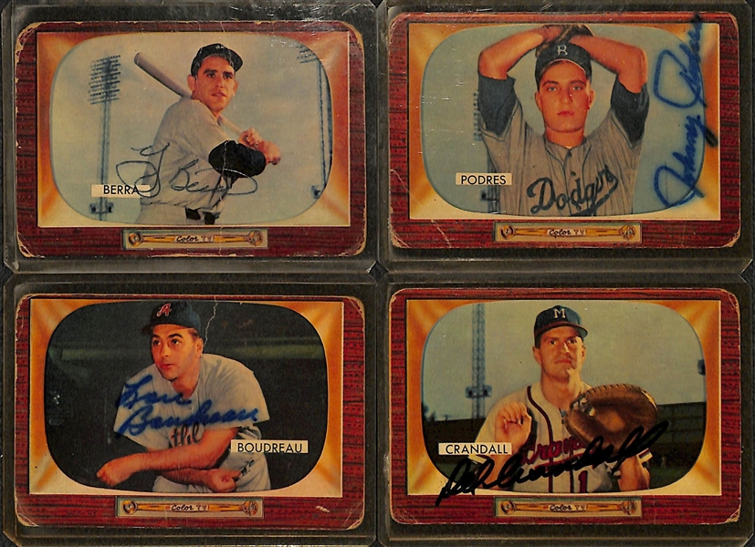 Lot of 4 Signed 1955 Bowman Baseball Cards w. Yogi Berra  - JSA Auction Letter