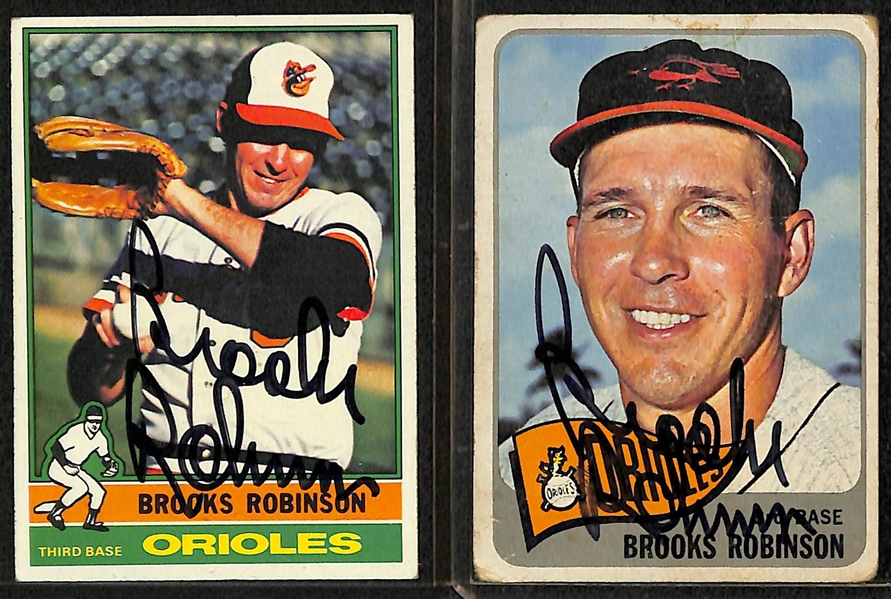 Lot of 6 Brooks Robinson Signed Vintage Cards  - JSA Auction Letter