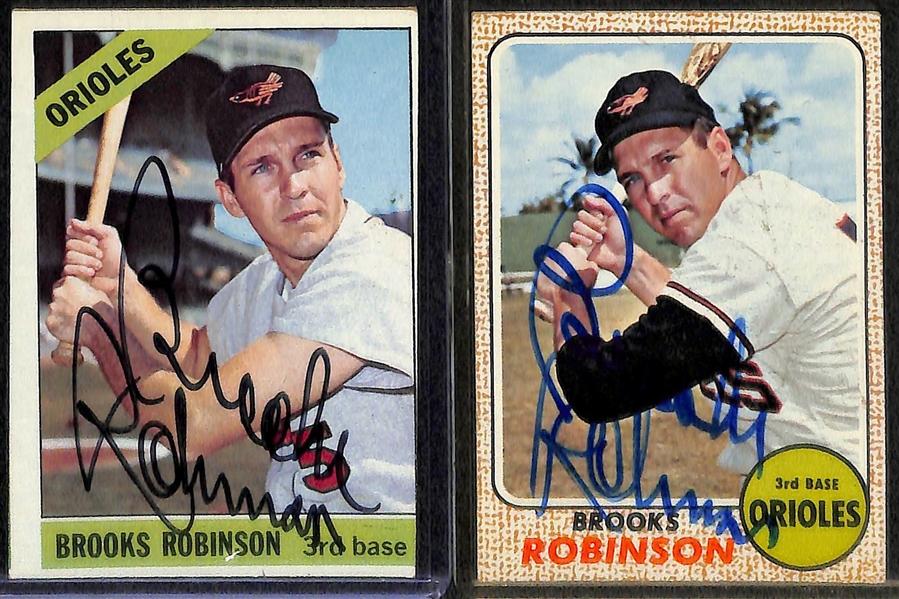 Lot of 6 Brooks Robinson Signed Vintage Cards  - JSA Auction Letter
