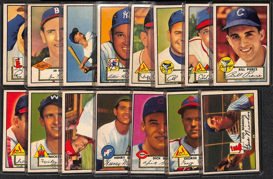 Lot of 15 - 1952 Topps Baseball Cards w. Bill Pierce