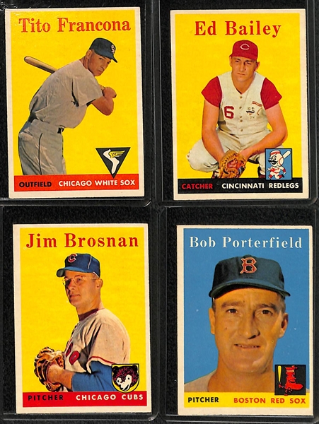 Lot of 25 Assorted 1958-1959 Topps Baseball Cards w. 1958 Eddie Mathews