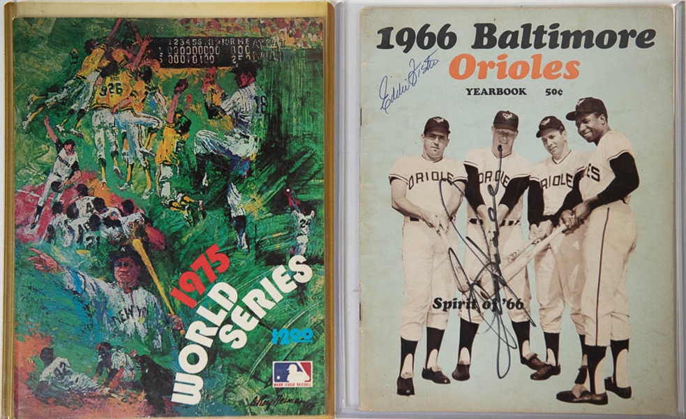 Lot of 2 Signed World Series Program & Yearbook w. Pete Rose