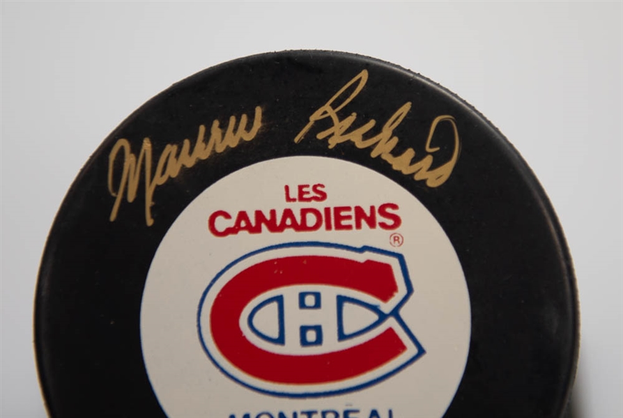 Maurice Richard Signed Canadiens Hockey Puck - Upper Deck COA