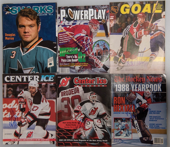 Lot of 22 Hockey Signed Magazines & Booklets w. Sports Illustrated & 1980 USA Team & Ron Hextall  - JSA Auction Letter