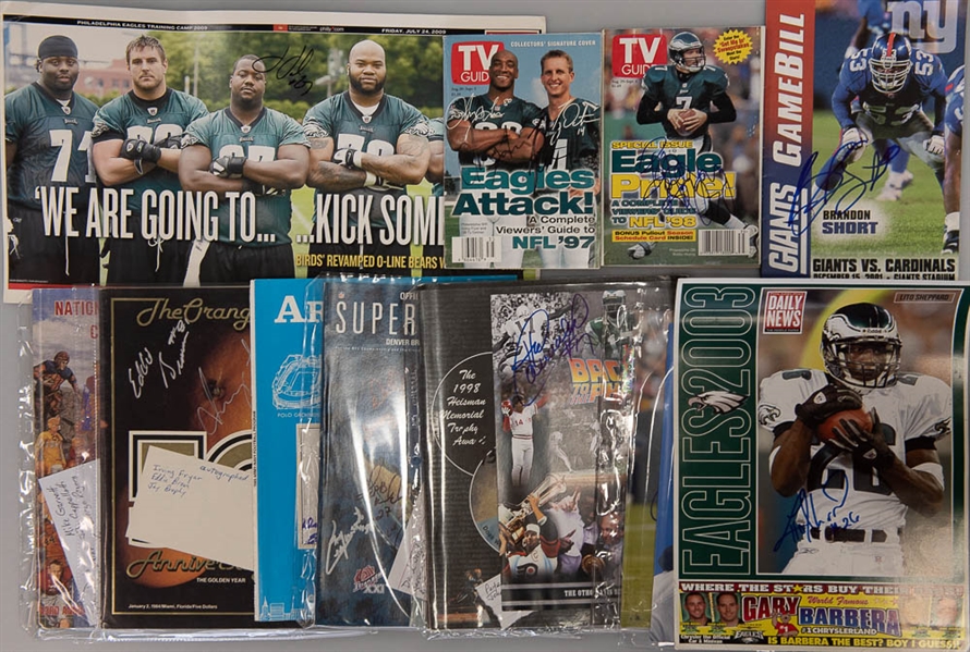 Lot of 13 Football Signed Magazines & Booklets w. John Cappelletti  - JSA Auction Letter