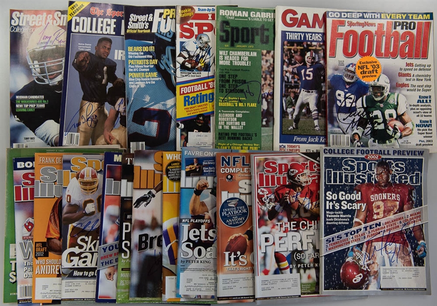 Lot of 20 Signed Football Magazines & Booklets w. Jim Kelly - JSA