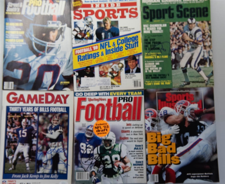 Lot of 20 Signed Football Magazines & Booklets w. Jim Kelly - JSA