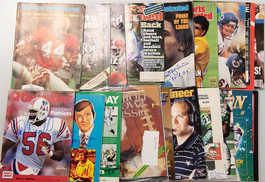 Lot of 20 Signed Football Sports Illustrated/Magazines/Booklets w. Billy Simms  - JSA Auction Letter