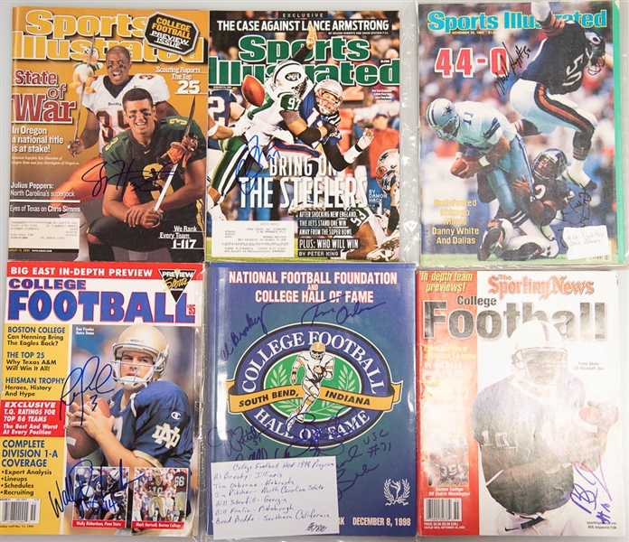 Lot of 20 Signed Football Sports Illustrated/Magazines/Booklets w. Ed Too Tall Jones  - JSA Auction Letter