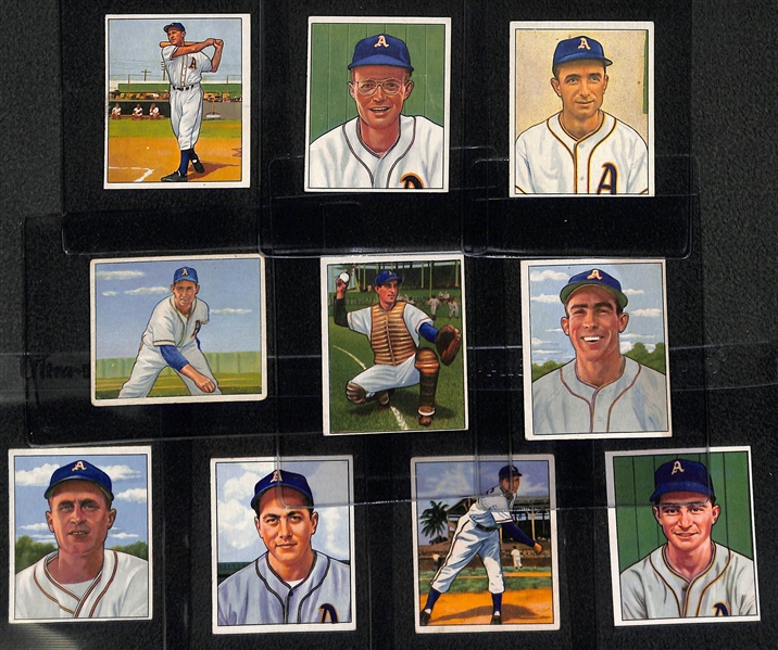 Lot of 10 1950 Bowman Baseball Cards w. Bobby Shantz