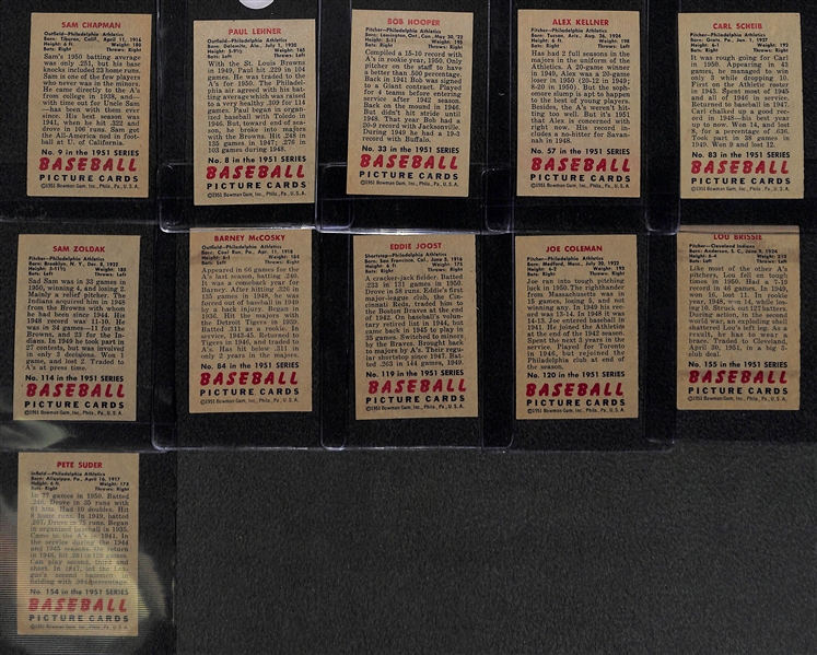 Lot of 11 1951 Bowman Baseball Cards w. Sam Chapman