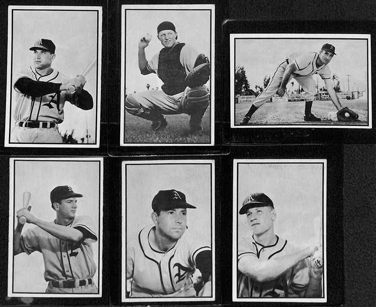 Lot of 6 1953 Bowman B&W Baseball Cards w. Eddie Robinson