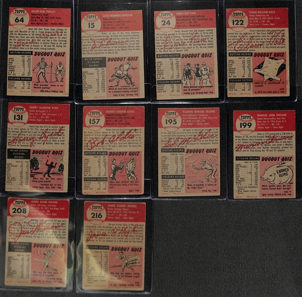 Lot of 10 1953 Topps Baseball Cards w. Dave Philley