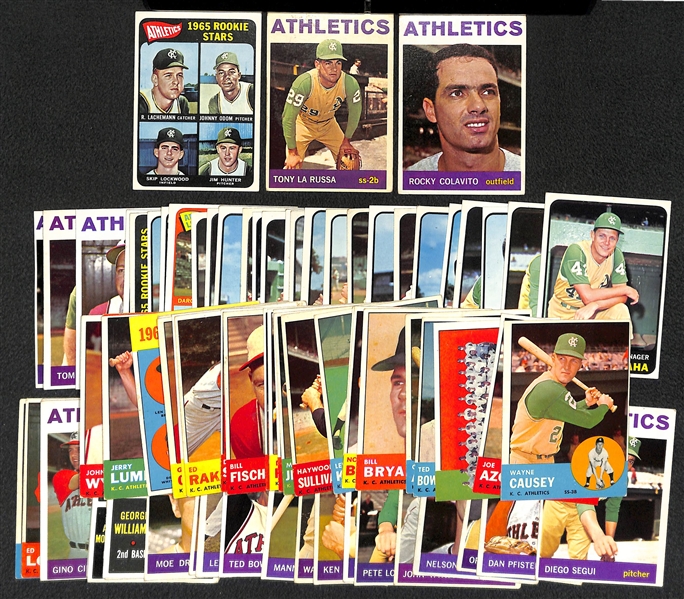 1963-1965 Topps Kansas City Athletics Team Set Cards w. Catfish Hunter RC