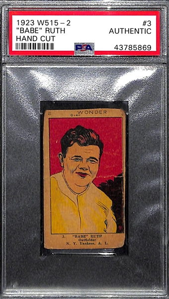 1923 W515-2  #3 Babe Ruth Hand Cut Card PSA Authentic