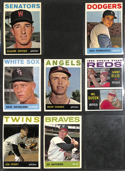 Lot of 180 1964 Topps Baseball Cards w. Eddie Mathews