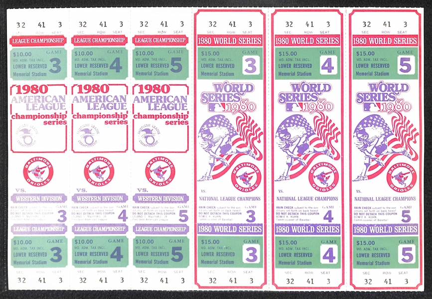 Lot of 15 World Series Tickets w. Rick Dempsey Signed 1983
