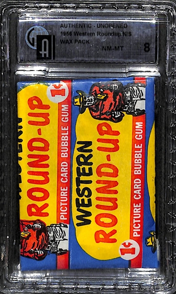 1956 Western Round-Up Unopened Non-Sports  Western Wax Pack (Slabbed/Graded 8 NM/Mint by GAI)