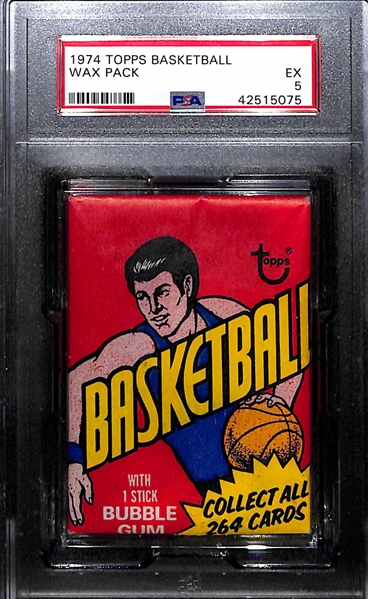 1974 Topps Basketball Unopened Wax Pack Graded PSA 5 EX