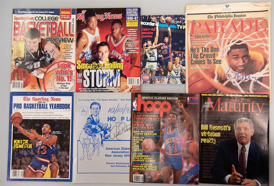 Lot of 20 Basketball Signed Sports Illustrated Magazines, Other Magazines, & Booklets w. Charles Barkley - JSA Auction Letter  