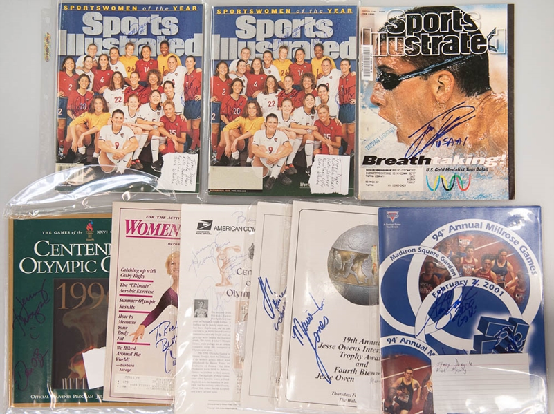 Lot of 33 Olympics Signed Sports Illustrateds/Photos/Flats w. Apolo Ohno, Mia Hamm, Michelle Kwan, Gloria Estefan, More - JSA Auction Letter