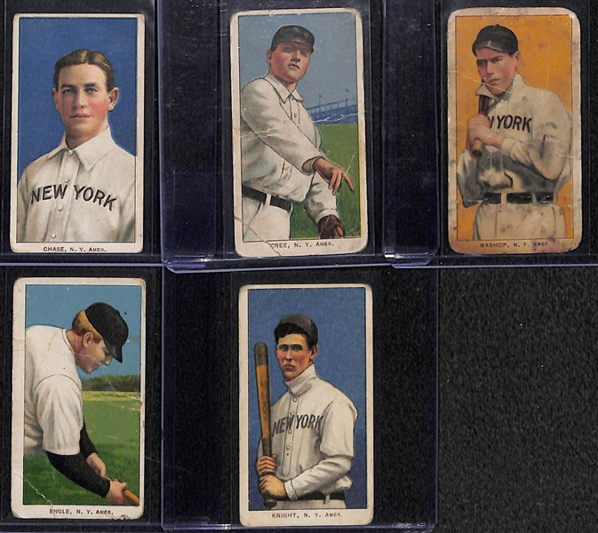 Lot of 5 - 1909 T206 Cards w. Hal Chase