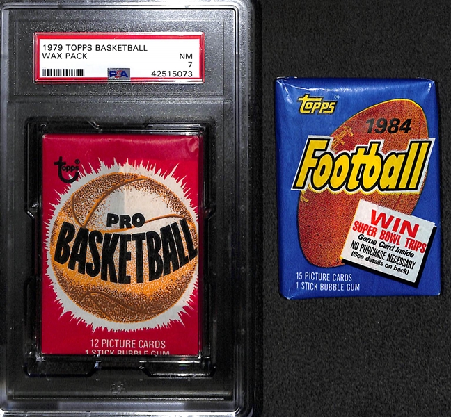 1979 Topps Basketball Unopened Wax Pack  (PSA 7) and 1984 Topps Football Unopened Wax Pack