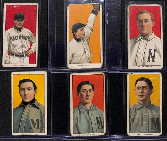 Lot of 6 - 1909 T206 Minor League Cards w. Strang