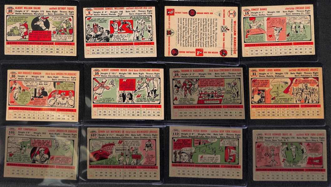 1956 Topps Complete Baseball Card Set w/ 3 Graded Cards (inc. Mantle PSA 3 MK, Koufax PSA 4, Clemente PSA 4)