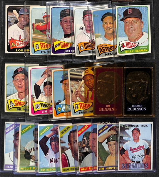 Lot of 19 1965-1967 Topps Baseball Cards w. Lou Brock