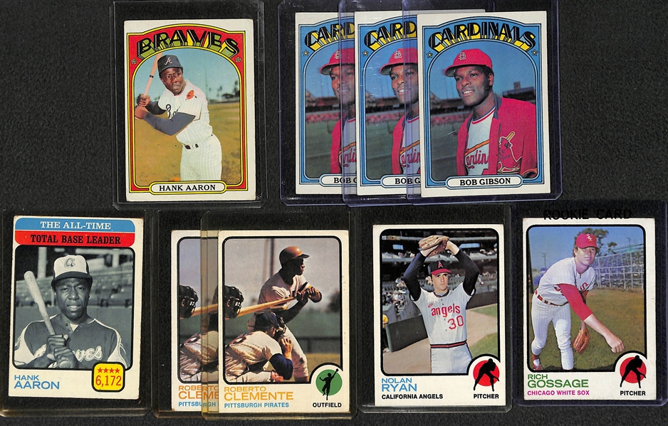 Lot of 33 1972-1973 Topps Baseball Cards w. Hank Aaron