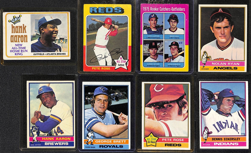 Lot of 50 1974-1979 Topps baseball Cards w. Hank Aaron
