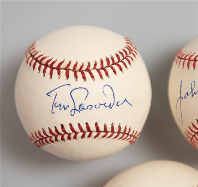 Lot of 3 HOF Signed Baseballs w. Lasorda & Vander Meer - JSA Auction Letter