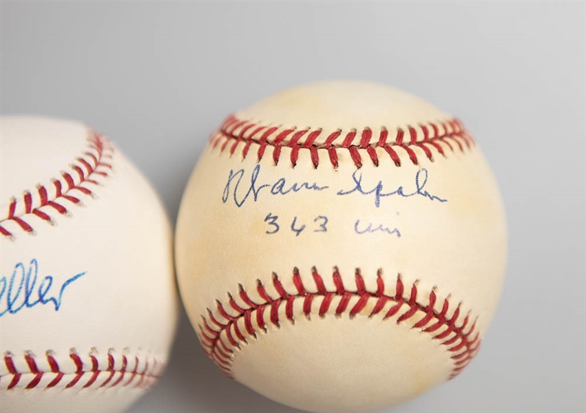 Lot of 3 HOF Signed Baseballs w. Spahn & Feller - JSA Auction Letter