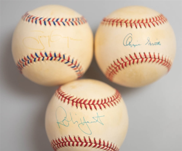Lot of 3 HOF Signed Baseballs w. Tony Gwynn, Robin Yount & Ozzie Smith - JSA Auction Letter