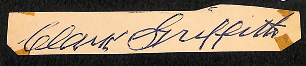 Clarke Griffith Cut Autograph - JSA Auction Letter