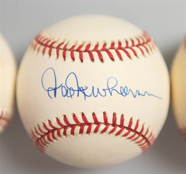 Lot of (3) Signed Baseballs (Red Schoendienst, Hal Newhouser, and Don Larsen w 10--8-56 Inscription)  - JSA Auction Letter
