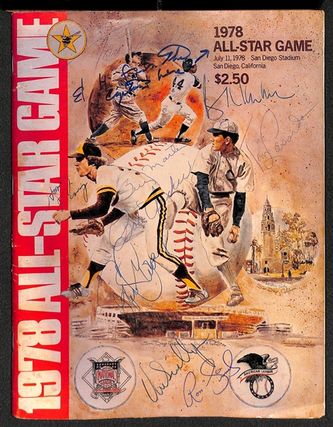 1978 MLB All Star Game Program Signed on the Cover by V. Scully, Lasorda, B. Martin, B. Uecker, and More  - JSA Auction Letter