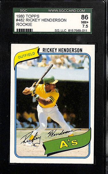 Lot of 4 Baseball Stars Graded Cards w. Rickey Henderson Rookie