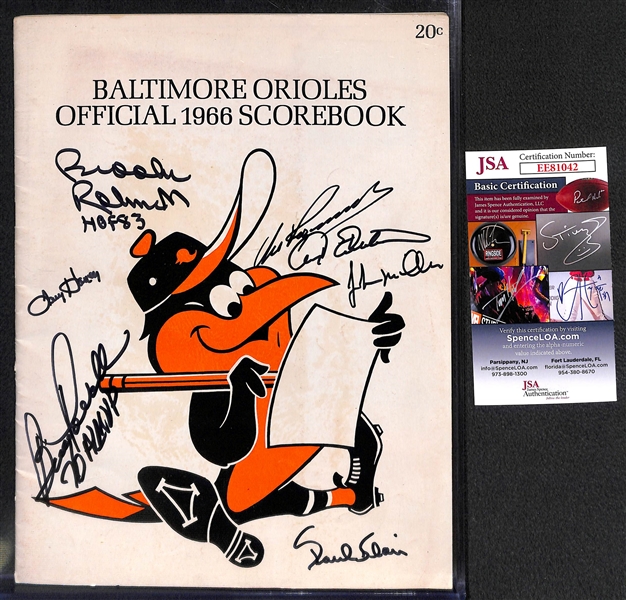 Lot of 2 1966 Orioles Signed Scorebooks w. Brooks Robinson - JSA