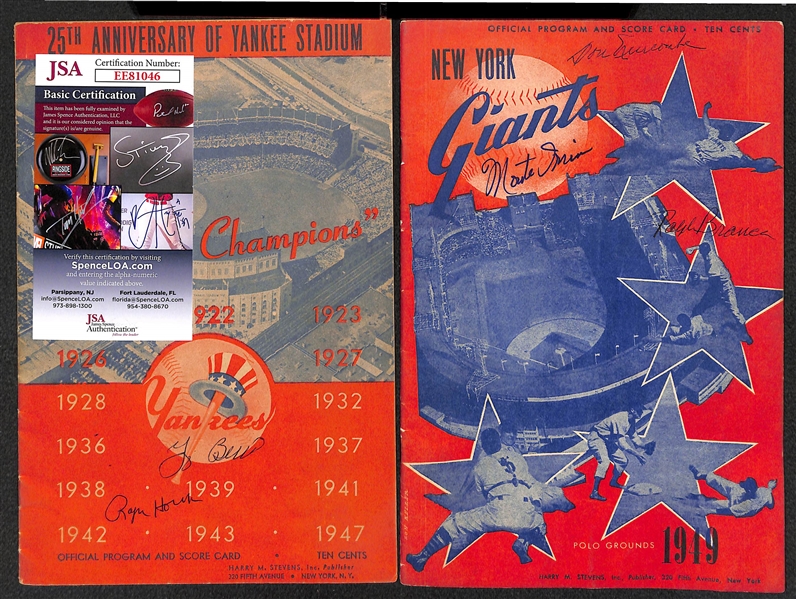 1948 Yankees & 1949 NY Giants Signed Score Cards w. Berra & Newcombe - JSA Auction Letter 