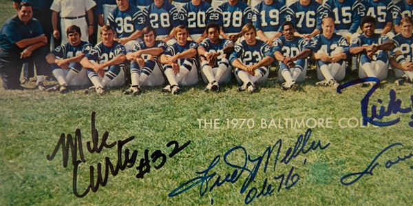 Autographed 1970 Baltimore Colts Team Image  w. Unitas, Mackey, & Curtis - JSA Auction Letter