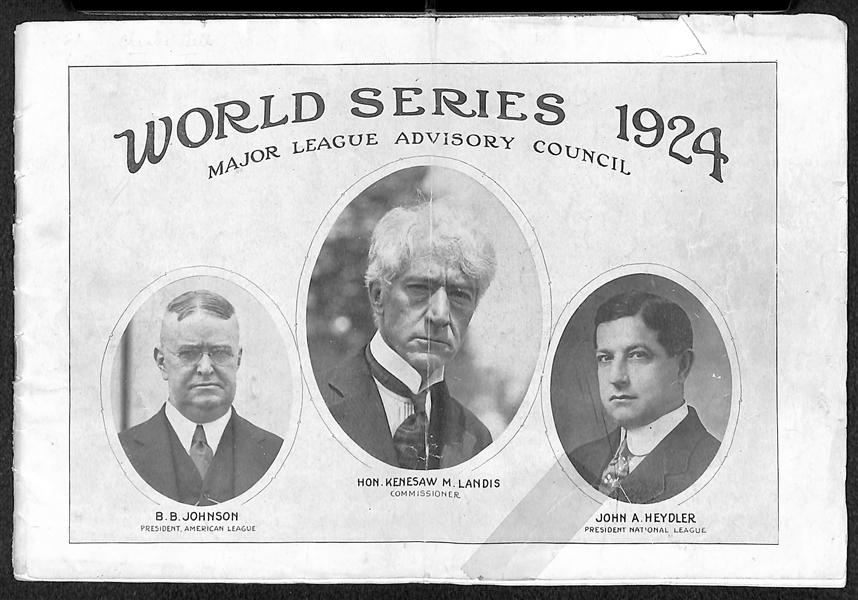 Original 1924 World Series Program NY Giants vs. Washington Senators