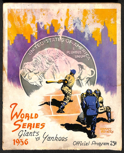 1936 Original World Series Program - NY Yankees vs NY Giants (Yankees Won in 6 Games!) - Water Damaged