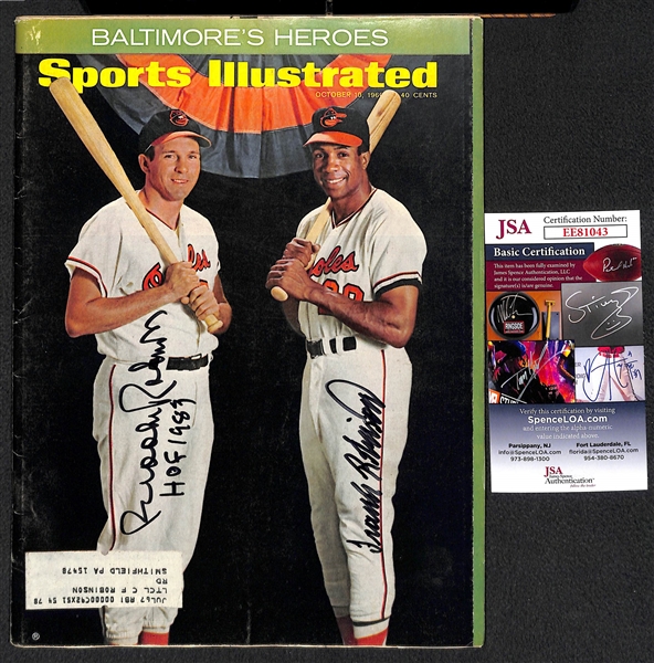 1966 Brooks Robinson & Frank Robinson Dual-Signed Sports Illustrated Magazine (JSA COA)