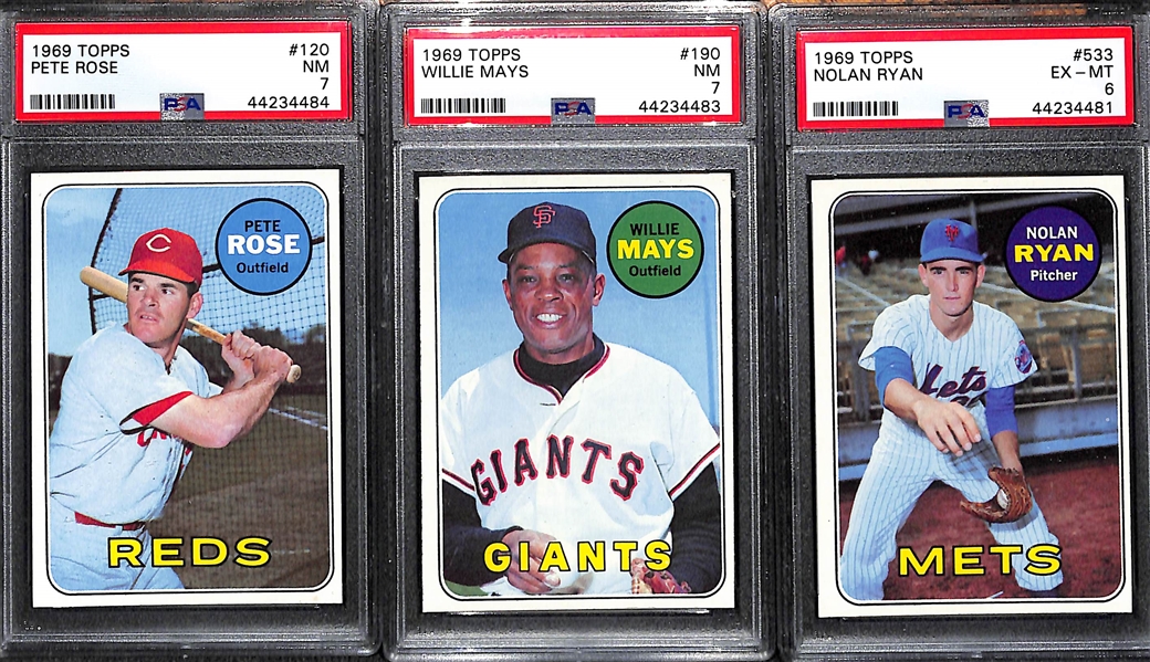 1969 Topps Baseball Card Near Complete Set w/ 3 PSA Graded Cards (Missing Only Mickey Mantle and Reggie Jackson)
