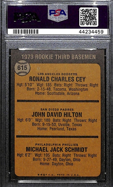 1973 Topps Mike Schmidt Rookie Graded PSA 8 (NM-Mint)