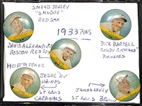 Lot of (5) 1932 PR2 Orbit Gum Pins w/ Jesse Haines (HOF), Jolley, D. Alexander, Bartell, Levey
