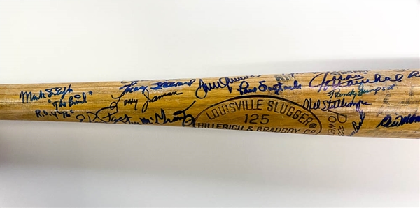 Bat Signed By Approx. 40 Star Pitchers Inc. B. Gibson, Marichal, Seaver, Bunning, Fingers, McGraw, + w. JSA Auction Letter