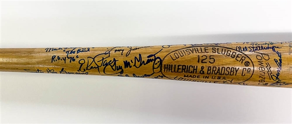 Bat Signed By Approx. 40 Star Pitchers Inc. B. Gibson, Marichal, Seaver, Bunning, Fingers, McGraw, + w. JSA Auction Letter